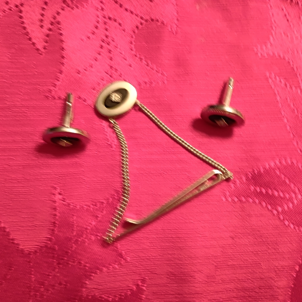 12 kt  white Gold filled vintage Kreisler cufflinks and tie clip